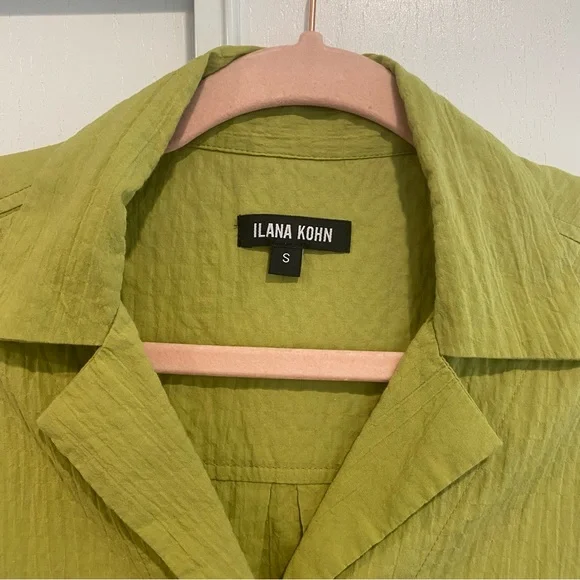Ilana Kohn Chelito Shirt, Avo (lime green) Short Sleeve Blouse Small - Picture 3 of 8
